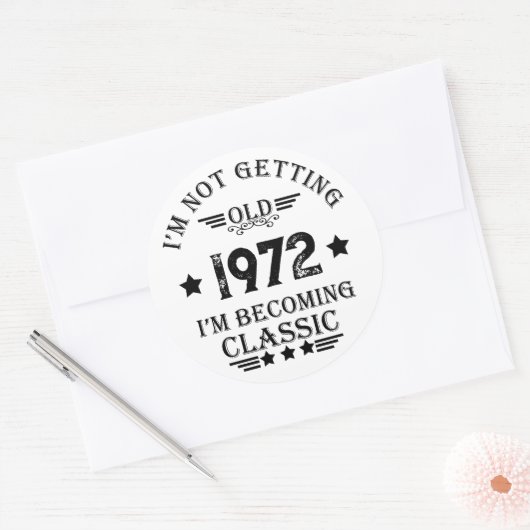 Gepersonaliseerd  verjaardagscadeau zwart ronde sticker (Envelop)