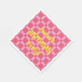 Gepersonaliseerd verjaardagsfeest roze geruit patr servet (Hoek)