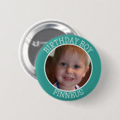 Gepersonaliseerd verjaardagsfeest voor jongensnaam ronde button 5,7 cm (Voorkant /achterkant)
