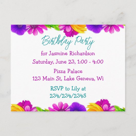 Gepersonaliseerd verjaardagsfeestje Afrikaans-Amer Uitnodiging Briefkaart (Achterkant)