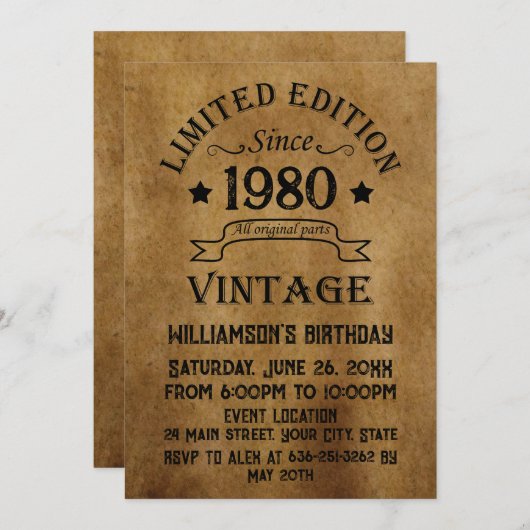 Gepersonaliseerd  verjaardagsfeestje kaart (Voorkant / Achterkant)