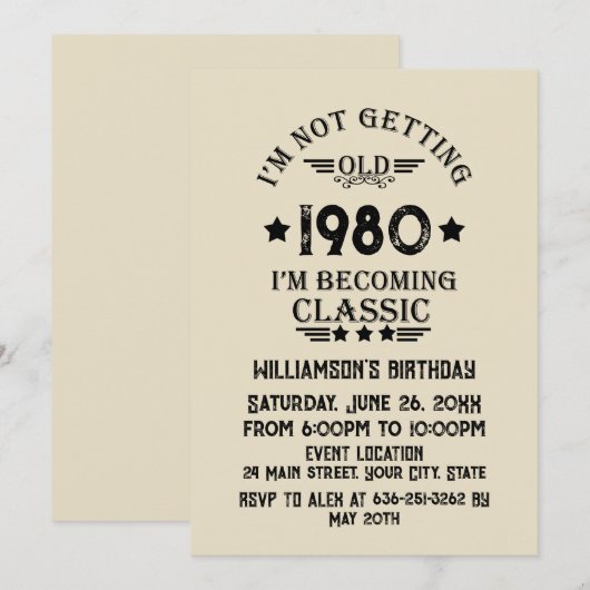 Gepersonaliseerd  verjaardagsfeestje kaart (Voorkant / Achterkant)