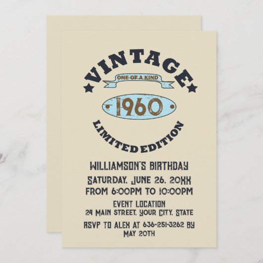 Gepersonaliseerd verjaardagsfeestje kaart (Voorkant / Achterkant)