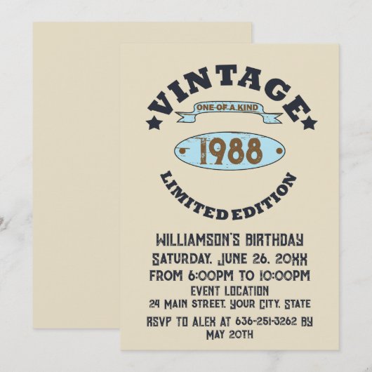 Gepersonaliseerd  verjaardagsfeestje kaart (Voorkant / Achterkant)