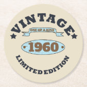 Gepersonaliseerd  verjaardagsfeestje ronde kartonnen onderzetter (Voorkant)