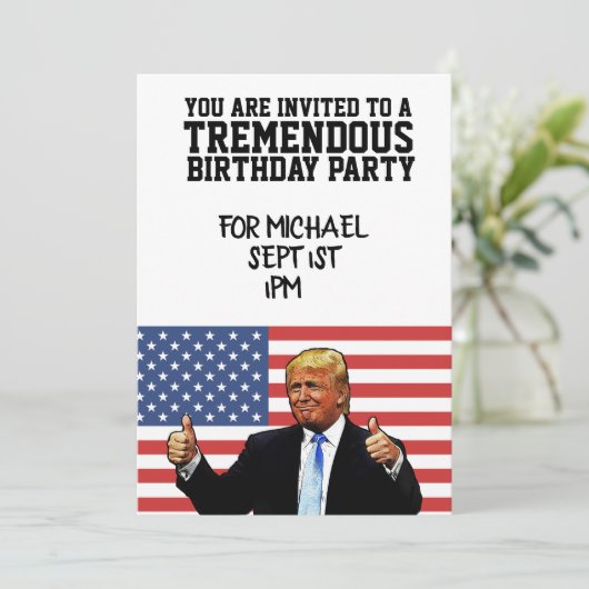 GEPERSONALISEERD VERJAARDAGSFEESTJE VAN DONALD TRU KAART (Staand voorkant)