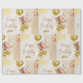 Gepersonaliseerd verjaardagskapier cadeaupapier (Vlak)