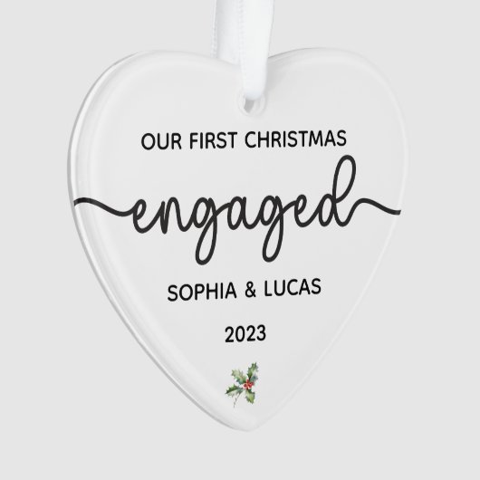 Gepersonaliseerd Verloving kerst aandenken Ornament (voorkant)