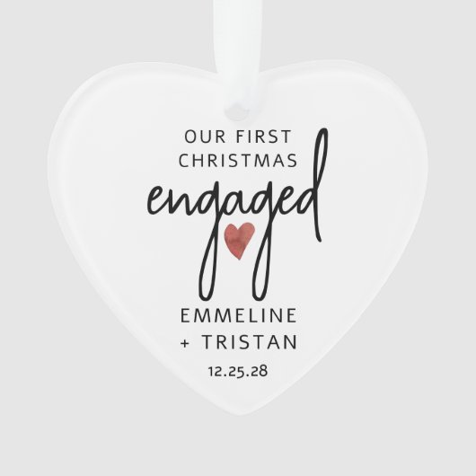 Gepersonaliseerd Verloving Kerst Acryl Ornament (voorkant)