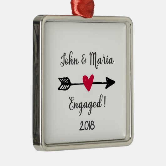 Gepersonaliseerd Verloving Metalen Ornament (Rechts)