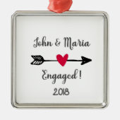 Gepersonaliseerd Verloving Metalen Ornament (Voorkant)