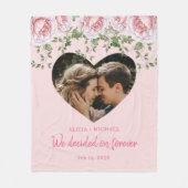 Gepersonaliseerd verloving voor hartofotorroze roz fleece deken (Voorkant)