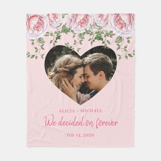 Gepersonaliseerd verloving voor hartofotorroze roz fleece deken (Voorkant)