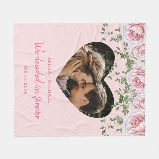 Gepersonaliseerd verloving voor hartofotorroze roz fleece deken (Voorkant (Horizontaal))