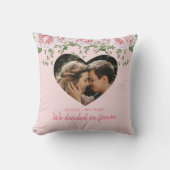 Gepersonaliseerd verloving voor hartofotorroze roz kussen (Voorkant)