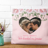 Gepersonaliseerd verloving voor hartofotorroze roz kussen