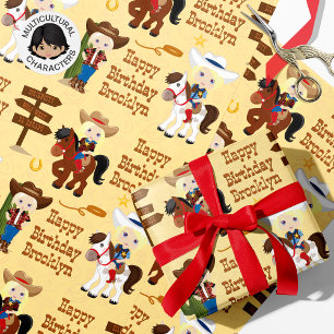 Gepersonaliseerd verpakkingspapier voor londe Cowg Cadeaupapier