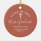 Gepersonaliseerd verpleegkundig Afstuderen Caduceu Keramisch Ornament (Voorkant)