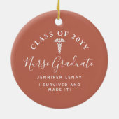 Gepersonaliseerd verpleegkundig Afstuderen Caduceu Keramisch Ornament (Achterkant)