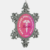 Gepersonaliseerd Verpleegkundige NP Afstuderen Roz Tin Sneeuwvlok Ornament (Links)