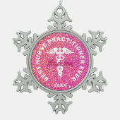 Gepersonaliseerd Verpleegkundige NP Afstuderen Roz Tin Sneeuwvlok Ornament (Voorkant)