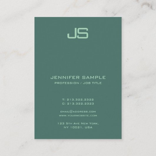 Gepersonaliseerd verticaal modern elegant monogram visitekaartje (Achterkant)