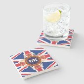 Gepersonaliseerd vervormd UK monogram Stenen Onderzetter (Zijkant)