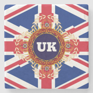 Gepersonaliseerd vervormd UK monogram Stenen Onderzetter
