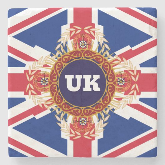 Gepersonaliseerd vervormd UK monogram Stenen Onderzetter (Voorkant)