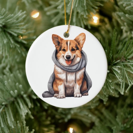 Gepersonaliseerd vest Welsh Corgi Dog Keramisch Ornament (Boom)