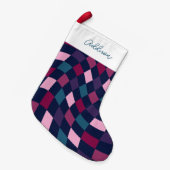 Gepersonaliseerd vet geruit patroon kleine kerstsok (Voorkant (Hangend))