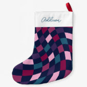 Gepersonaliseerd vet geruit patroon kleine kerstsok (Achterkant)