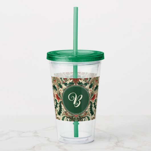 Gepersonaliseerd Victoriaans/Classic/Vintage Kerst Acryl Drinkbeker (Voorkant)