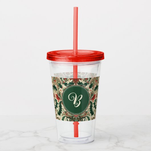 Gepersonaliseerd Victoriaans/Classic/Vintage Kerst Acryl Drinkbeker (Voorkant)