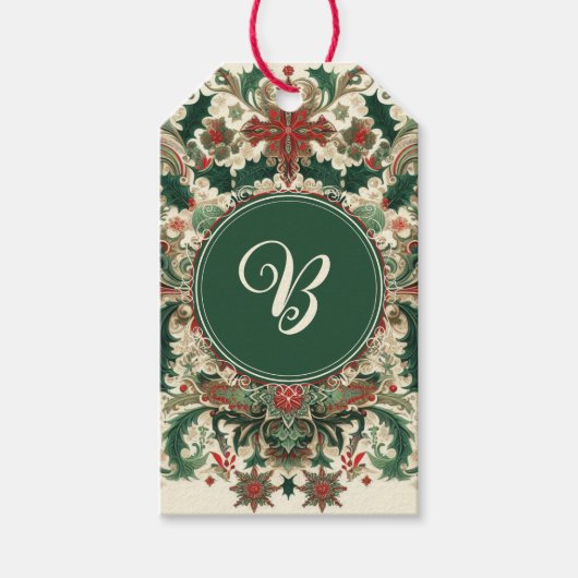 Gepersonaliseerd Victoriaans/Classic/Vintage Kerst Cadeaulabel (Voorkant)