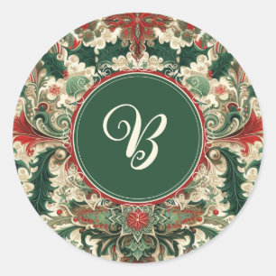 Gepersonaliseerd Victoriaans/Classic/Vintage Kerst Ronde Sticker