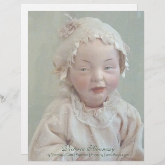 gepersonaliseerd Victoriaans meisje Doll Briefhoofd (Voorkant / Achterkant)