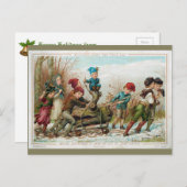 Gepersonaliseerd  Victoriaans Yule Log Briefkaart (Voorkant / Achterkant)