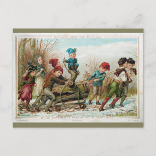 Gepersonaliseerd  Victoriaans Yule Log Briefkaart