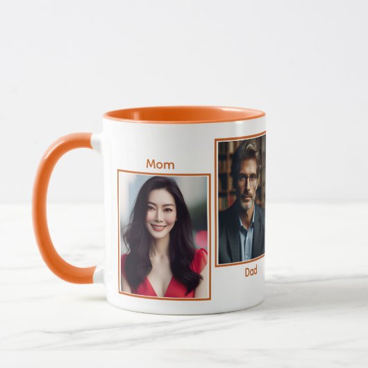 Gepersonaliseerd Vier Fotofamilie Eenvoudige Colla Mok (Links)