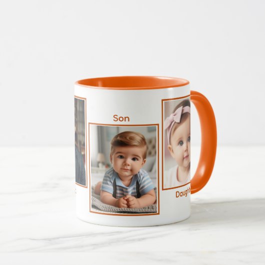 Gepersonaliseerd Vier Fotofamilie Eenvoudige Colla Mok (Voorkant rechts)