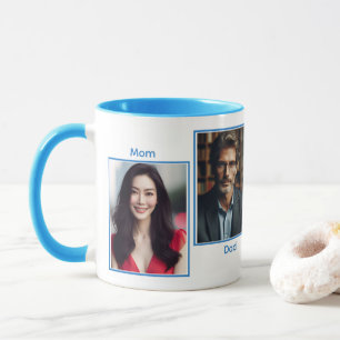 Gepersonaliseerd vier fotofamilie eenvoudige colla mok