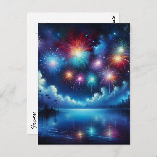 Gepersonaliseerd Vierde juli Vuurwerk Briefkaart (Voorkant / Achterkant)