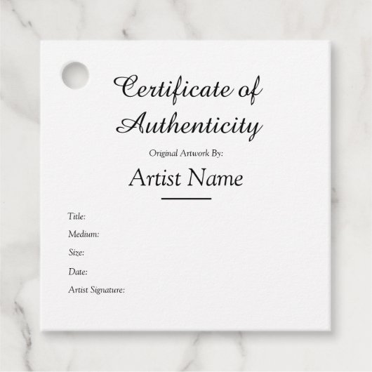 Gepersonaliseerd Vierkant Certificaat van Authenti Bedankjes Labels (Voorkant)