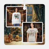 Gepersonaliseerd vierkant kerstornament metalen ornament (Voorkant)