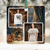 Gepersonaliseerd vierkant kerstornament metalen ornament