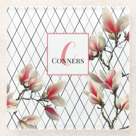 Gepersonaliseerd vierkant, monogrammed Onderzetter (Voorkant)