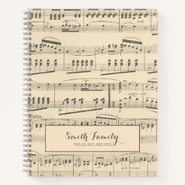 Gepersonaliseerd vintage antieke bladmuziek recept notitieboek