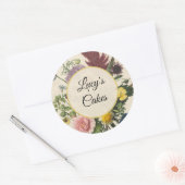 Gepersonaliseerd Vintage Bloemmotief Botanisch Ronde Sticker (Envelop)