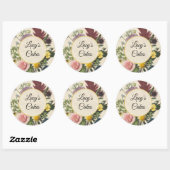 Gepersonaliseerd Vintage Bloemmotief Botanisch Ronde Sticker (Vel)